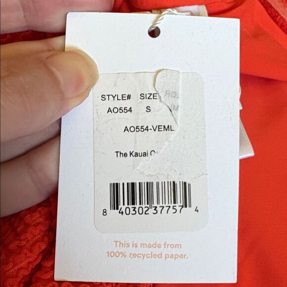 Andie Kauai One Piece Swimsuit textured Vermillion Orange size S NWT - Picture 7 of 7